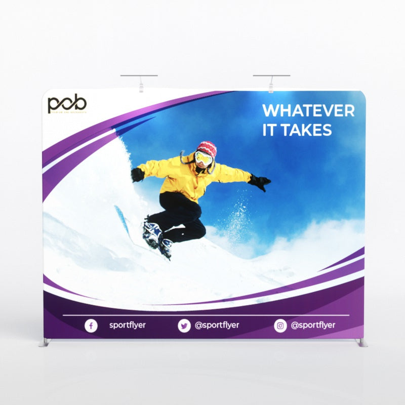 10ft Trade Show Booth- Standard Kit (Backdrop + Roll Up Banner + Table Cover) | POB