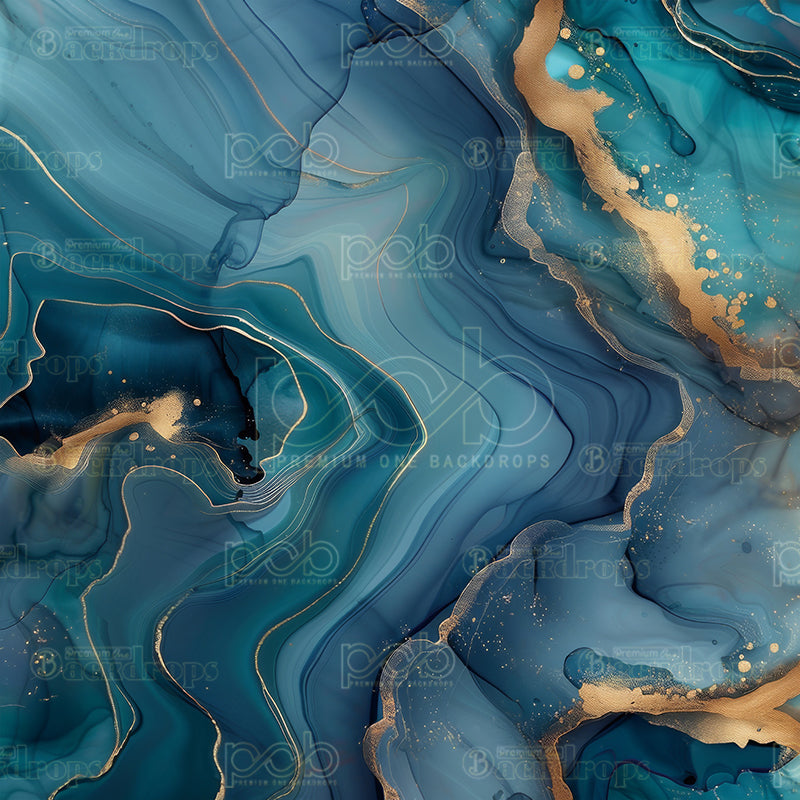 Pillow Cover Backdrop (Azure Gilt Currents)