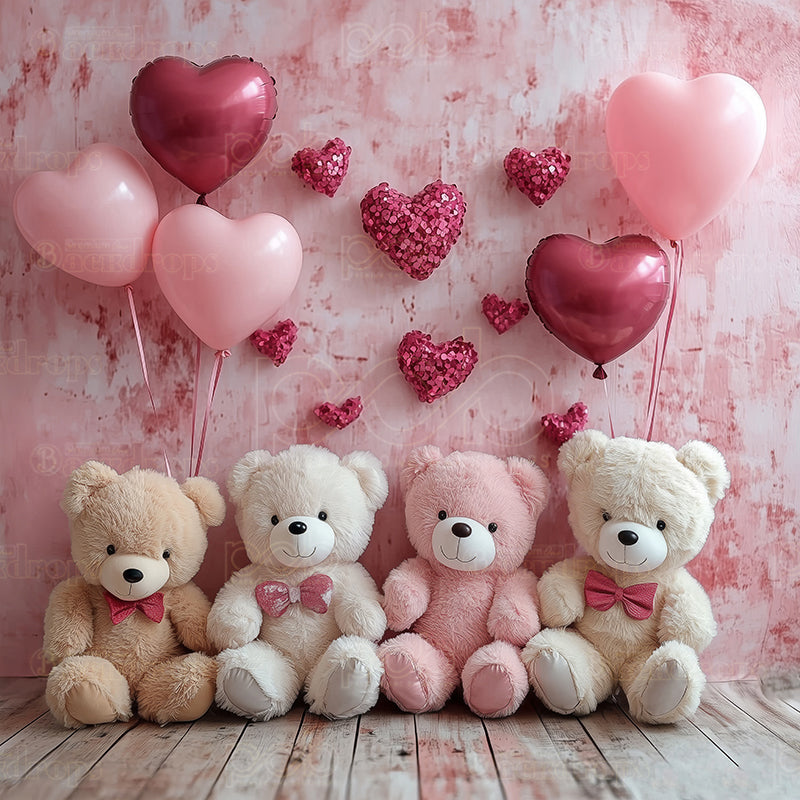 premium one pillowcover backdrops-Bear heart balloon