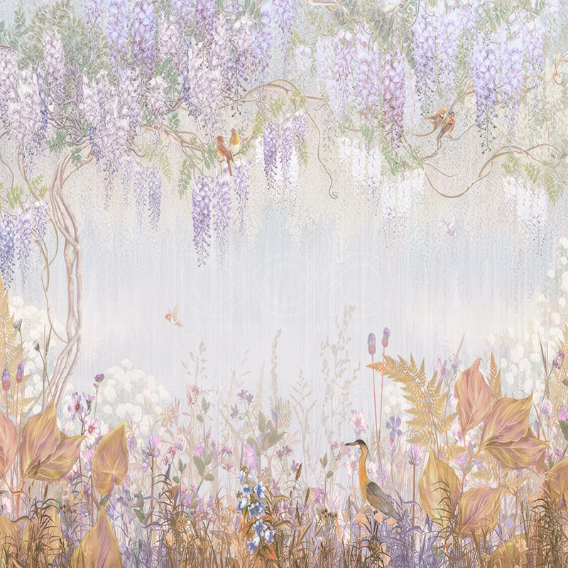 premium one pillowcover backdrops-Birdsong and Blossoms