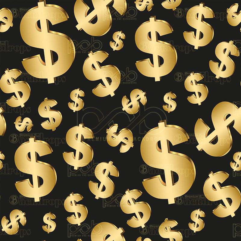premium one pillow cover backdrops-Black And Gold Money Signs