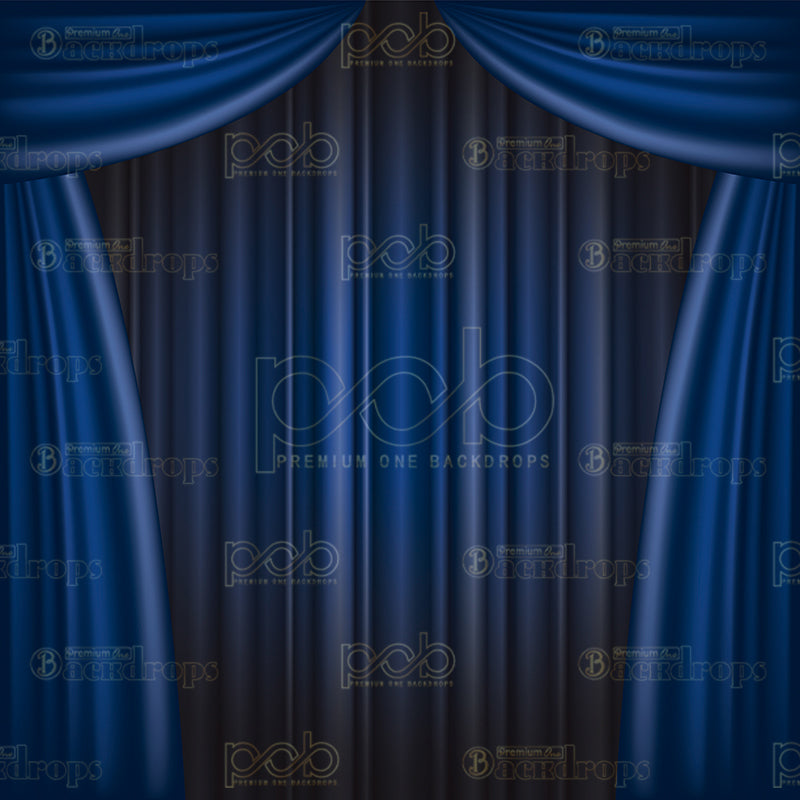 premium one pillowcover backdrops-Blue Curtain