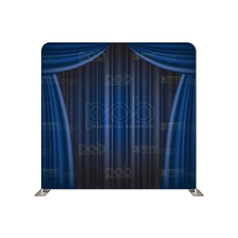 premium one pillowcover backdrops-Blue Curtain