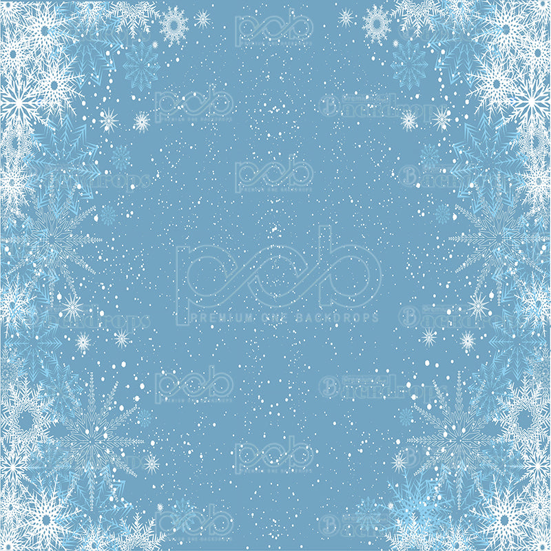 premium one pillowcover backdrops-Blue Snow flakes