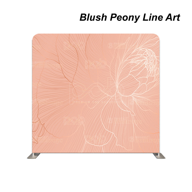 premium one pillowcover backdrops-Blush Peony Line Art