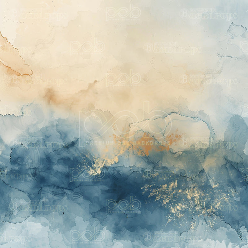 Pillow Cover Backdrop (Cobalt Sunset Fluid Art)