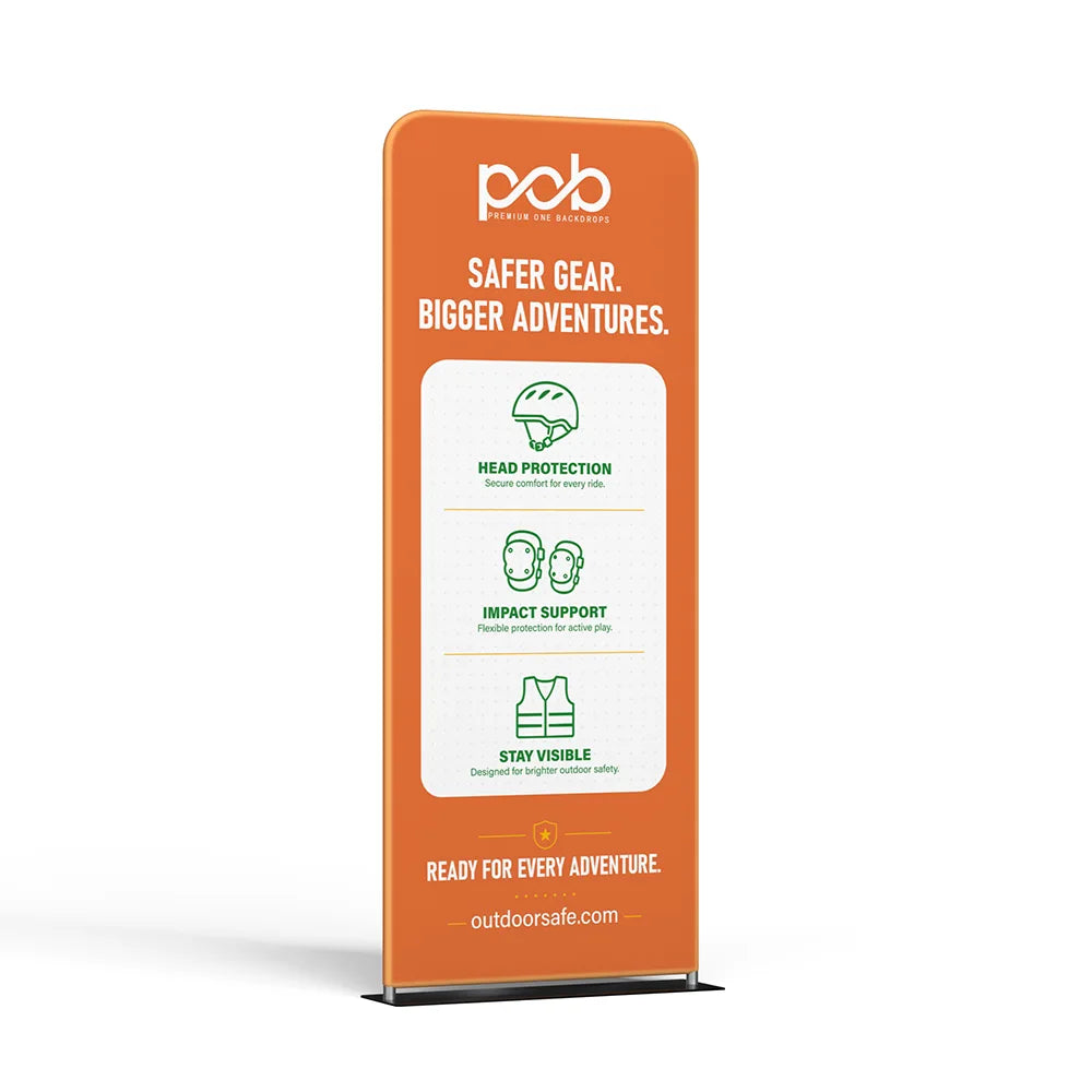 Deluxe wide base tension fabric banner stand – right angle view