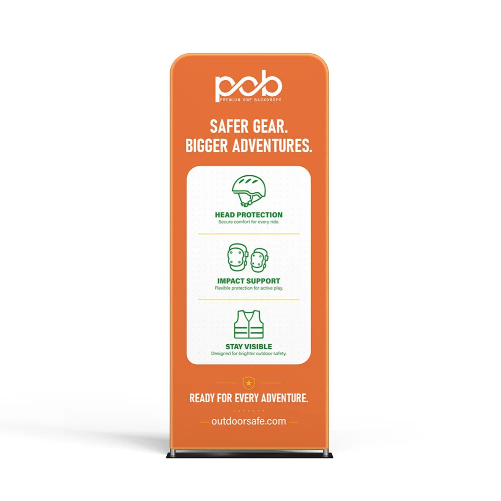 Deluxe wide base tension fabric banner stand – front view