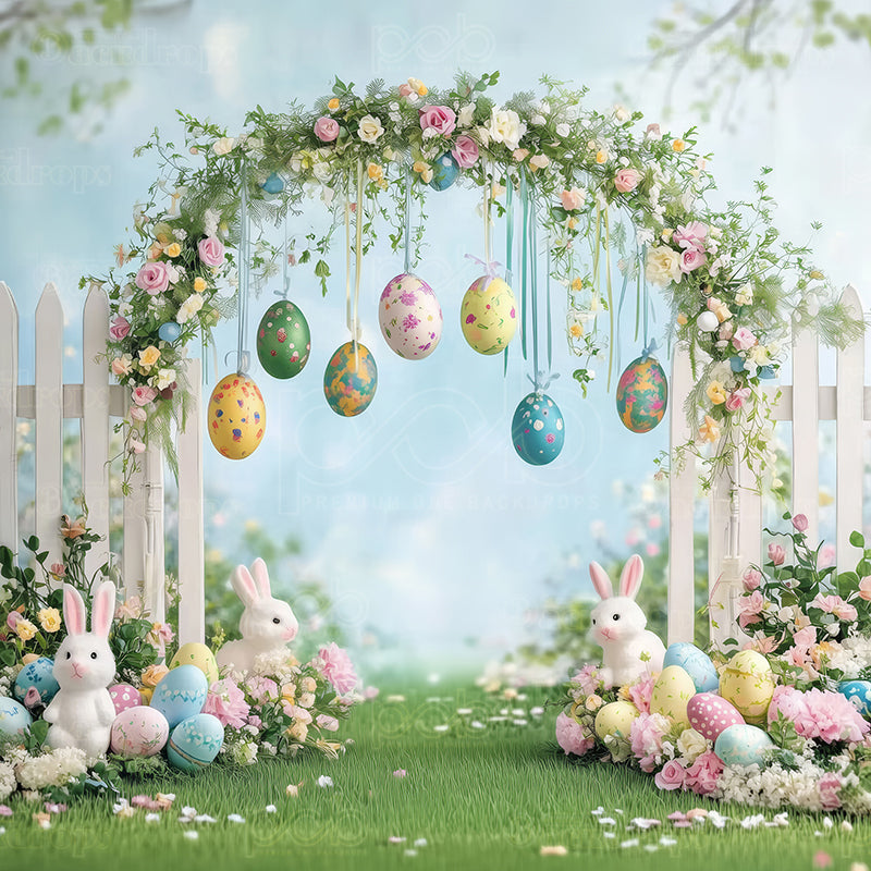 premium one pillowcover backdrops-Egg Decorated Spring Arch