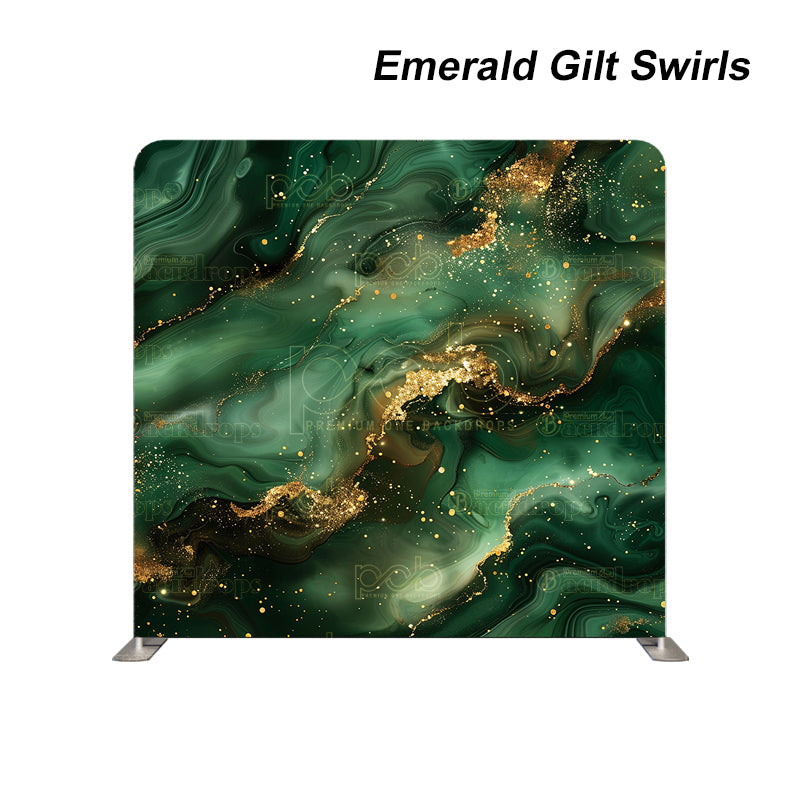 Pillow Cover Backdrop (Emerald Gilt Swirls)
