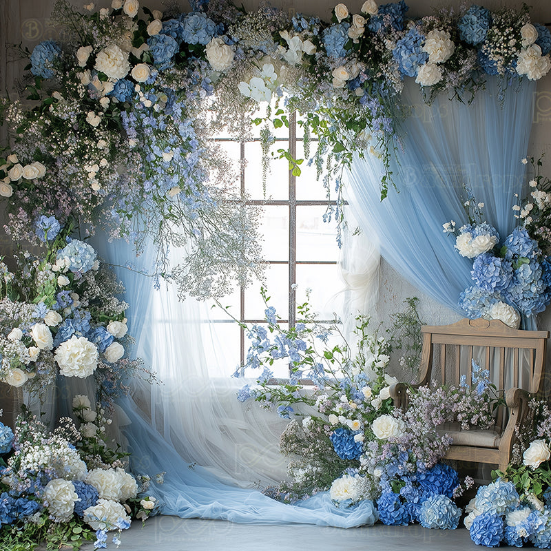 premium one pillowcover backdrops-Ethereal Hydrangea Haven