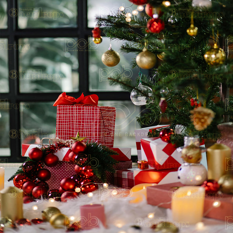 premium one pillowcover backdrops-Festive Gift Tree