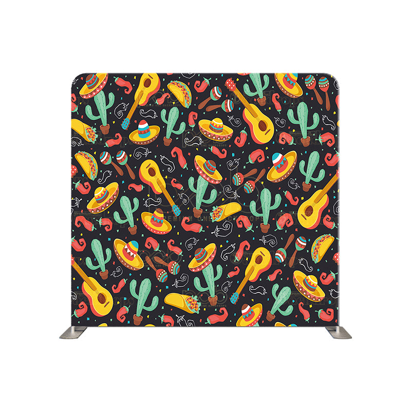 premium one pillowcover backdrops-Cactus in hat and guitar