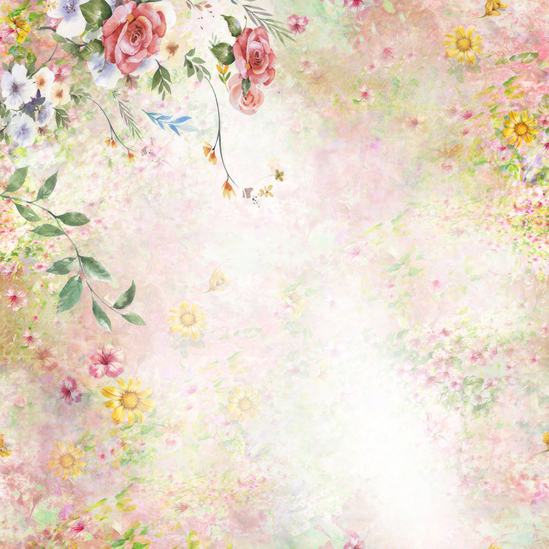 premium one pillowcover backdrops-Floral Fantasy in Pastels