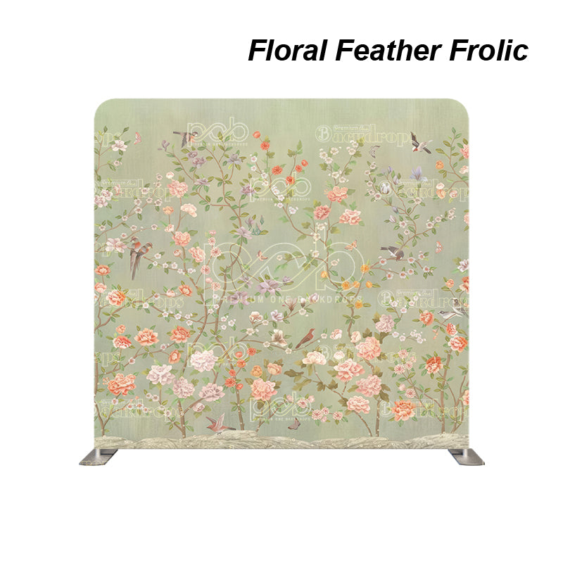 premium one pillowcover backdrops-Floral Feather Frolic