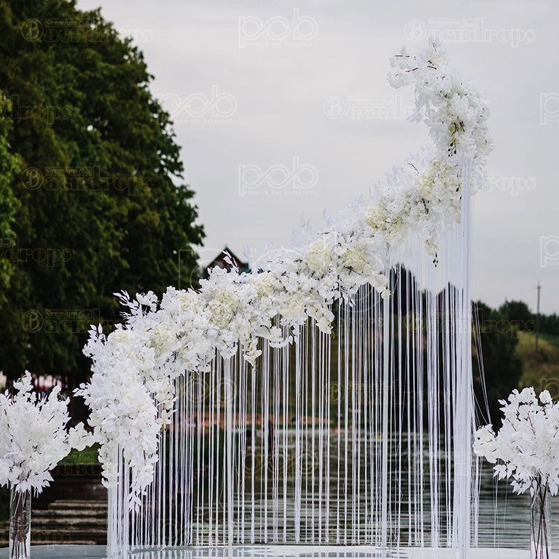 premium one pillowcover backdrops-Floral_Flowers with Falling Streamers