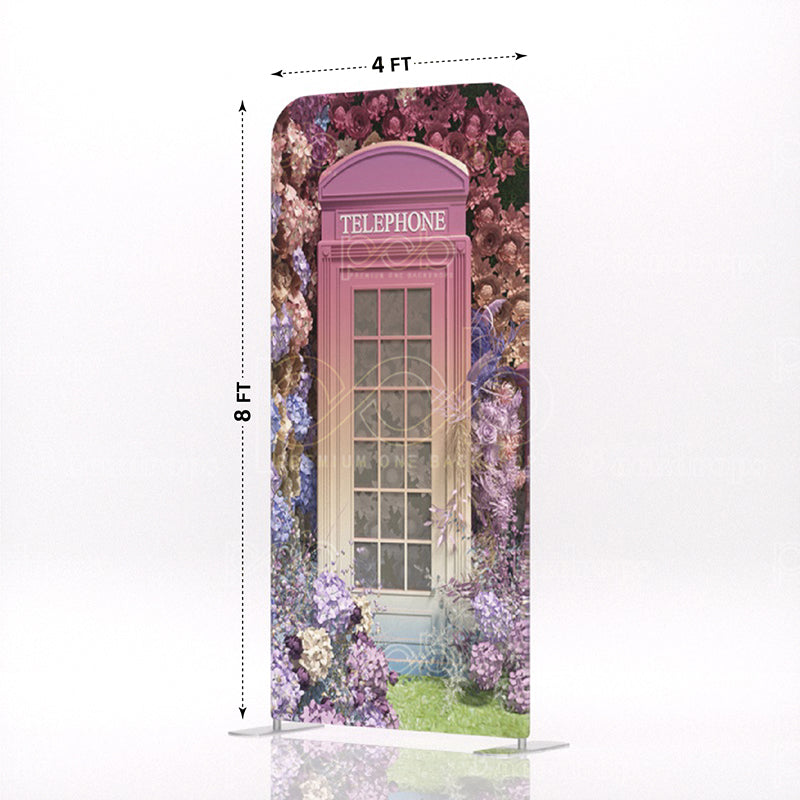 Floral London pink Phone Booth Art