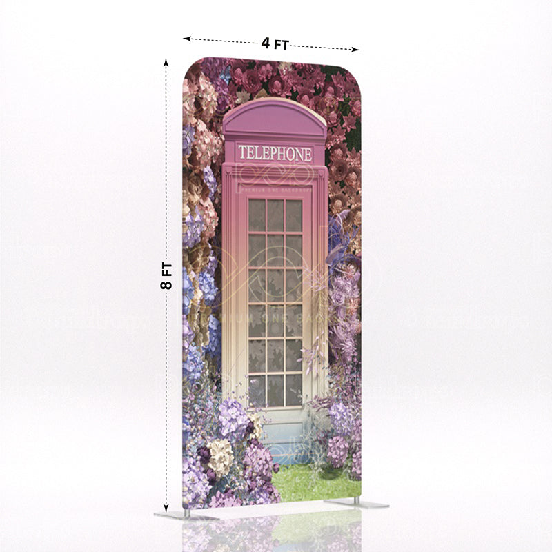 Floral London pink Phone Booth Art