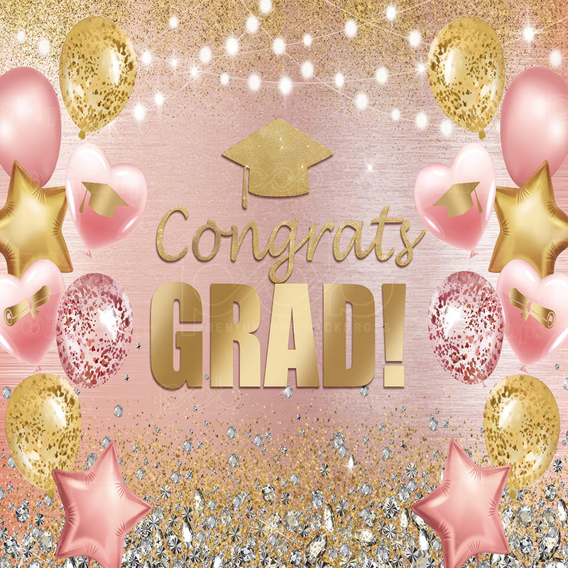 premium one pillowcover backdrops-Golden Graduation Celebration