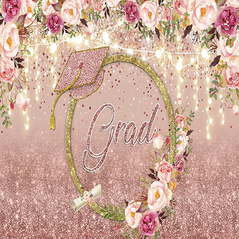 premium one pillowcover backdrops-Graduation Blooming Joy