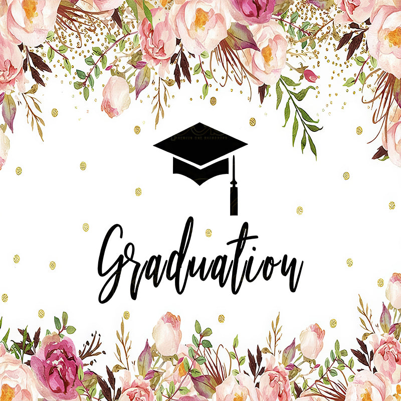 premium one pillowcover backdrops-Graduation Floral Whimsy