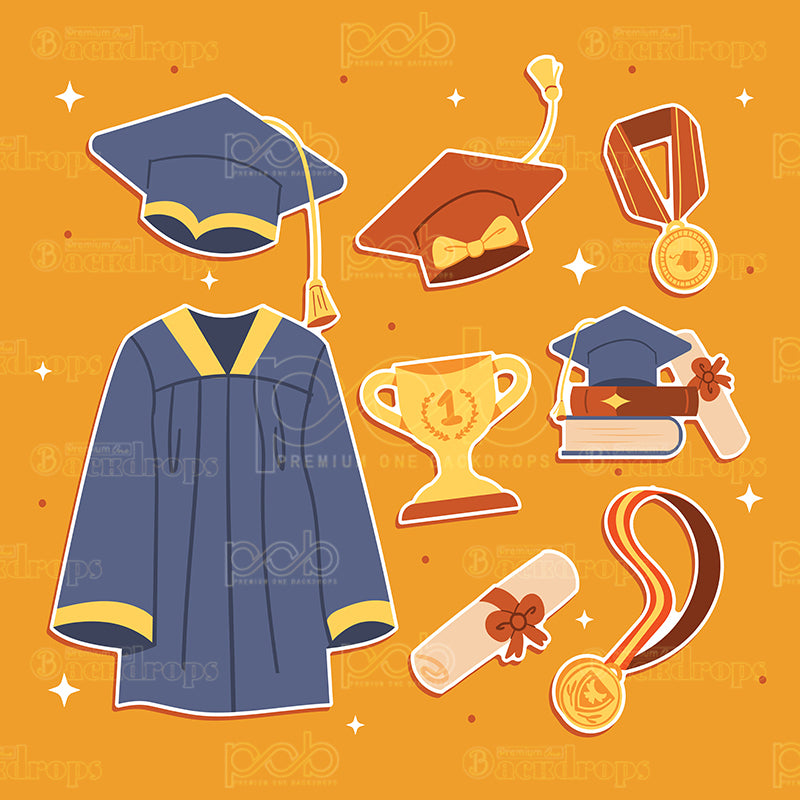 premium one pillowcover backdrops-Graduation Honor Elements