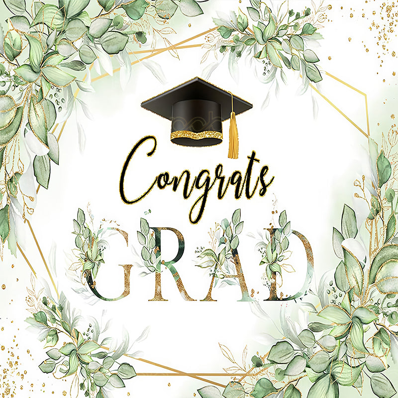 premium one pillowcover backdrops-Greenery Grad Celebration