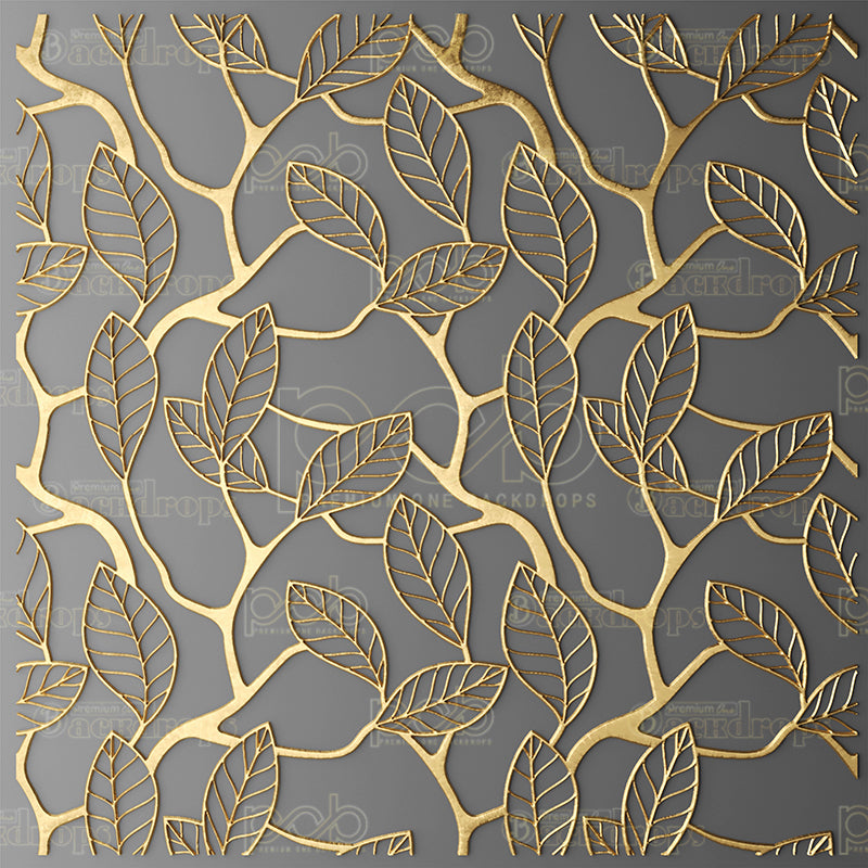 premium one pillowcover backdrops-Grey with Gold Leaves