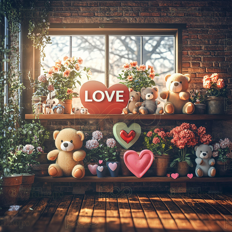 premium one pillowcover backdrops-Love Bear land