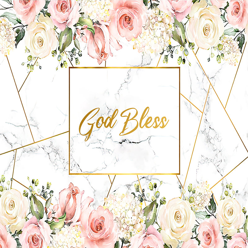 premium one pillowcover backdrops-Marble Roses Blessings