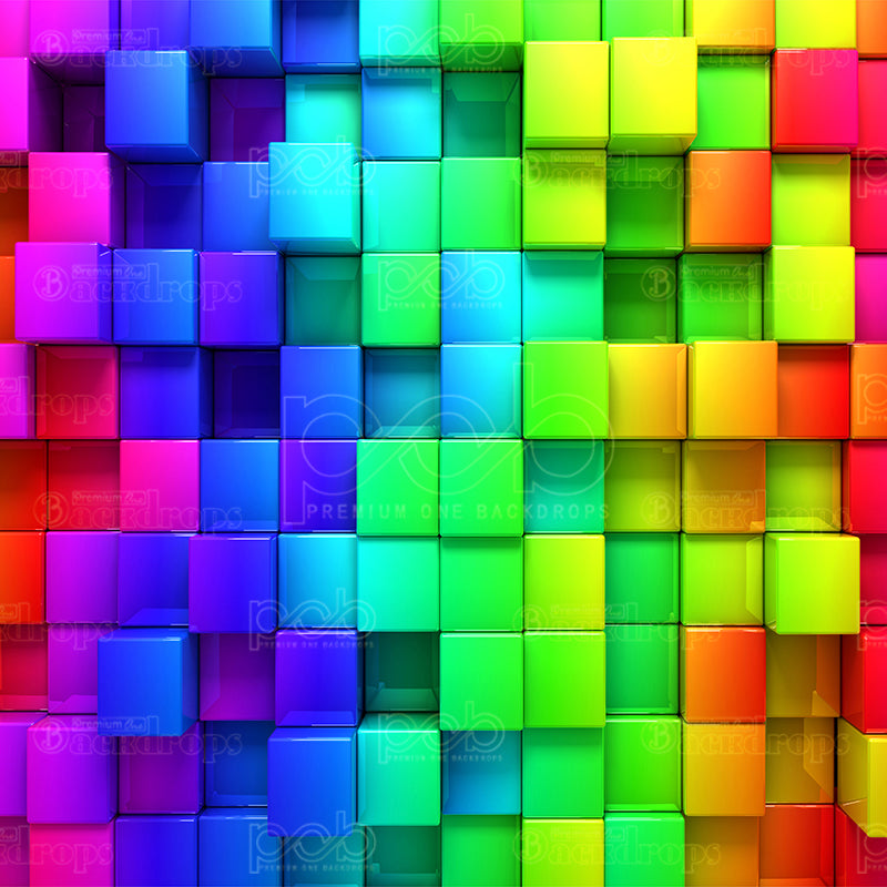 premium one pillowcover backdrops-Multi Colored Cubes
