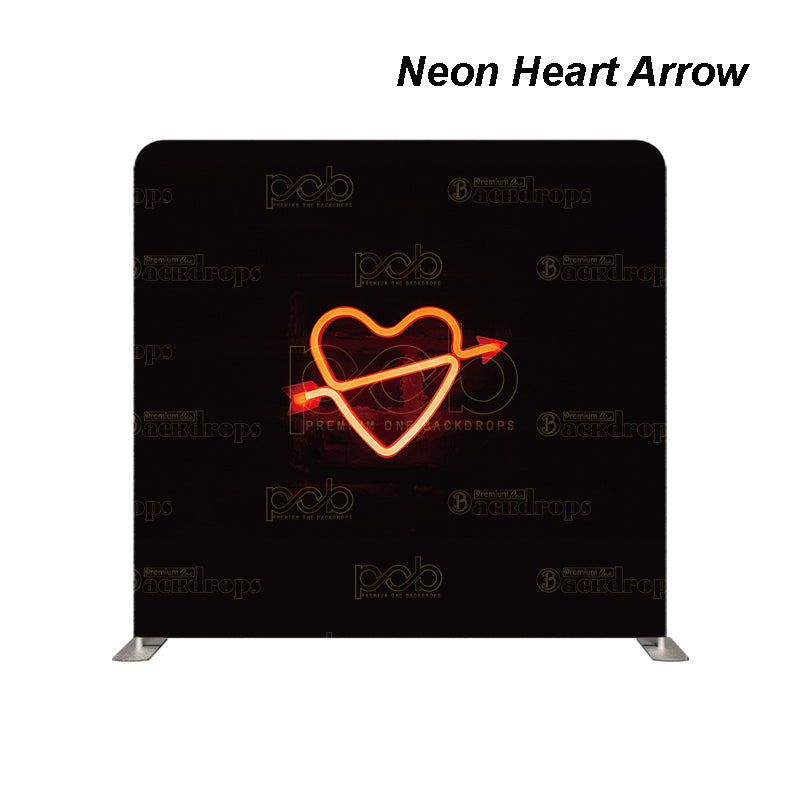 premium one pillowcover backdrops-Neon Heart Arrow
