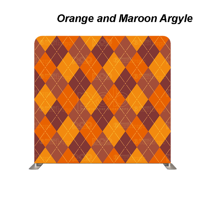 premium one pillowcover backdrops-Orange and Maroon Argyle
