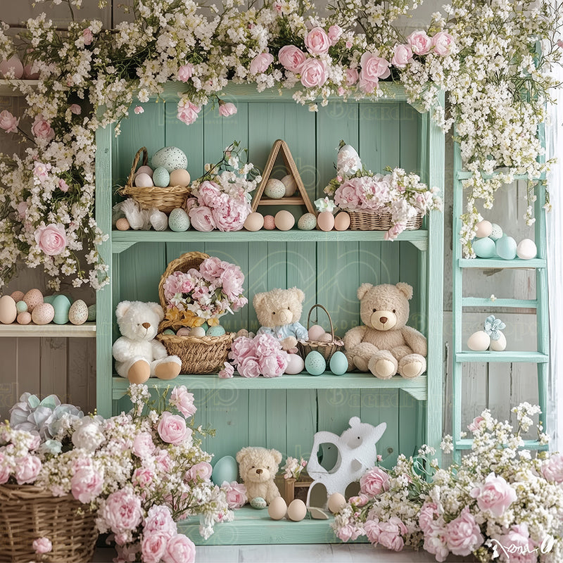 premium one pillowcover backdrops-Pastel Easter Shelve