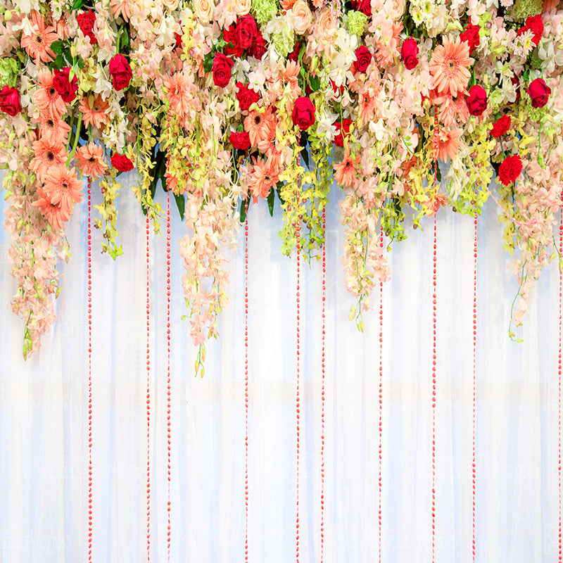 premium one pillowcover backdrops-Peach Flowers