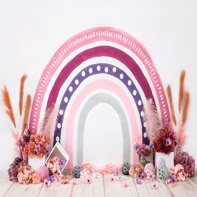 premium one pillowcover backdrops-Pink Rainbow Arch