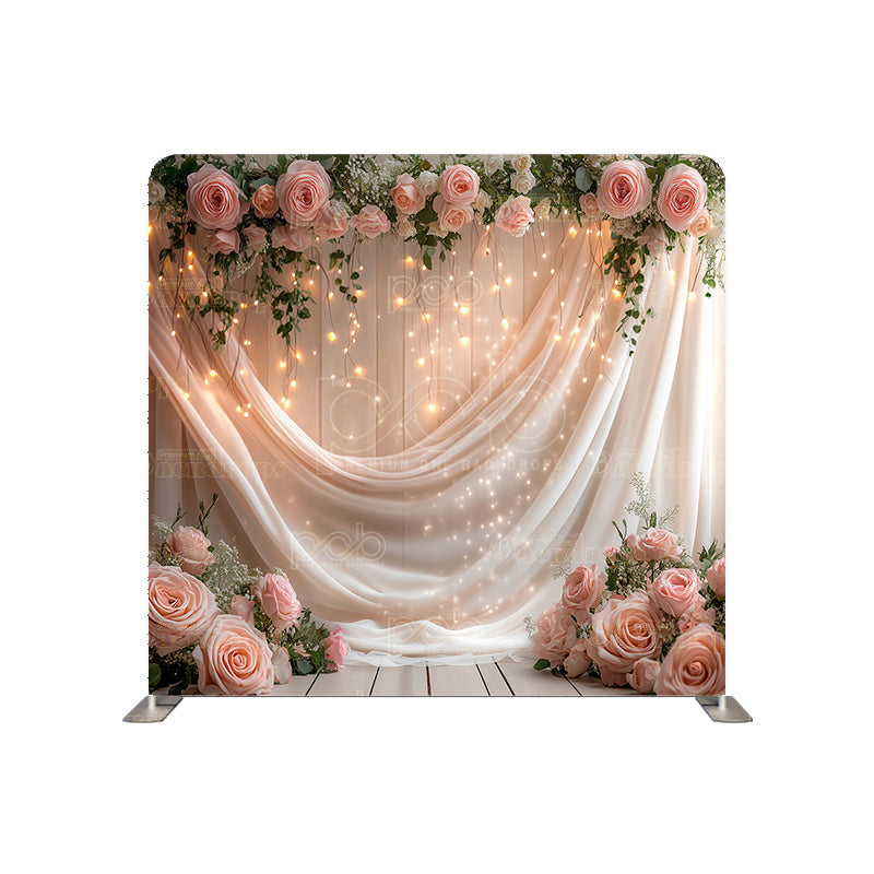 Pillow Cover Backdrop (Pink Rose Draped Elegance)