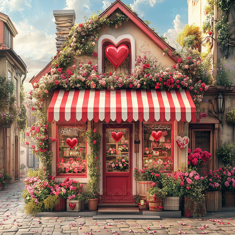 premium one pillowcover backdrops-Romantic Flower Cottage