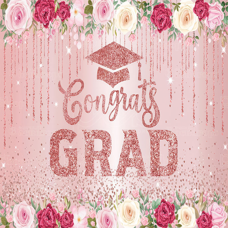 premium one pillowcover backdrops-Rose Sparkle Graduation Tribute