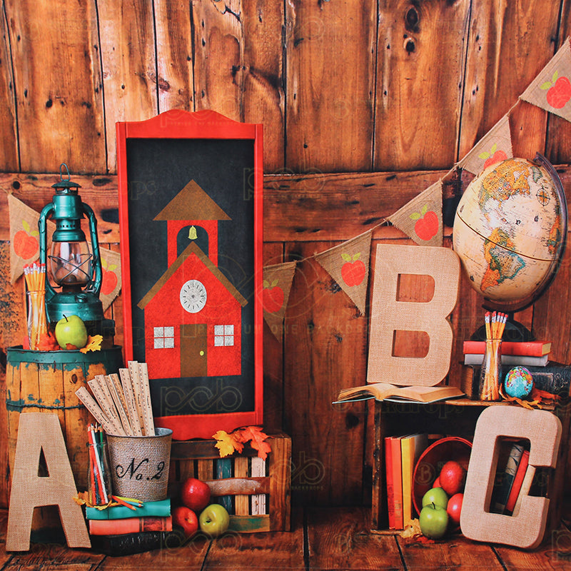 premium one pillowcover backdrops-Rustic Schoolhouse