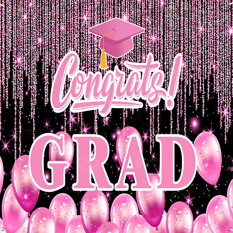 premium one pillowcover backdrops-Shining Pink Graduation