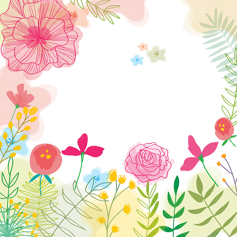 premium one pillowcover backdrops-Springtime Rose Sketch