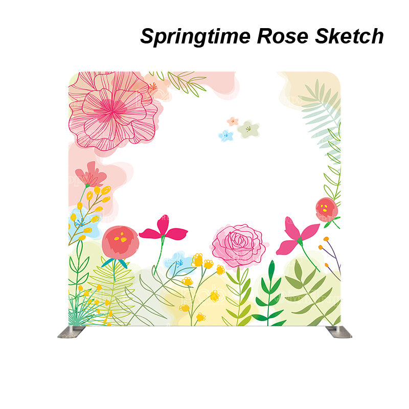 premium one pillowcover backdrops-Springtime Rose Sketch