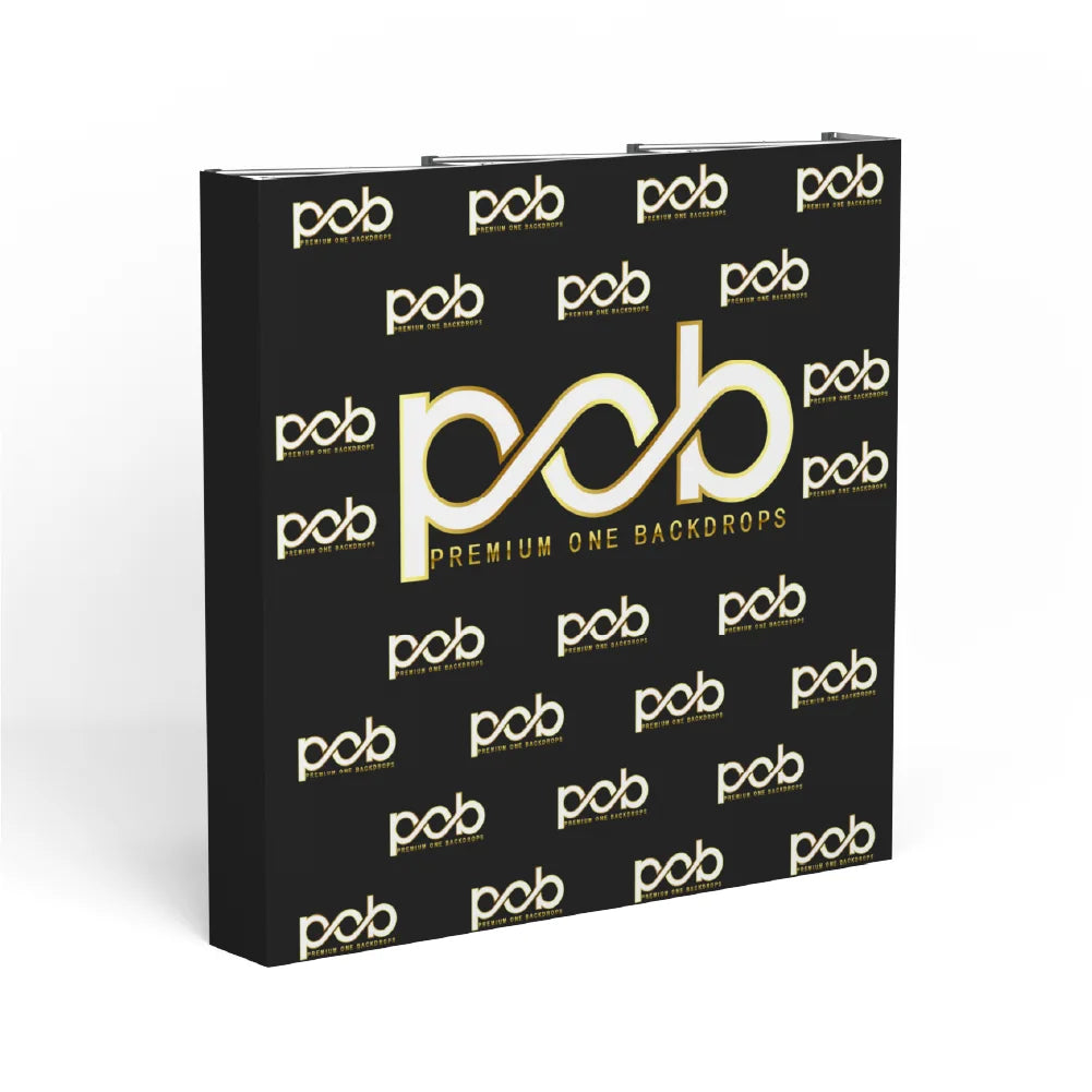 Straight pop up backdrop display right side view with portable frame structure