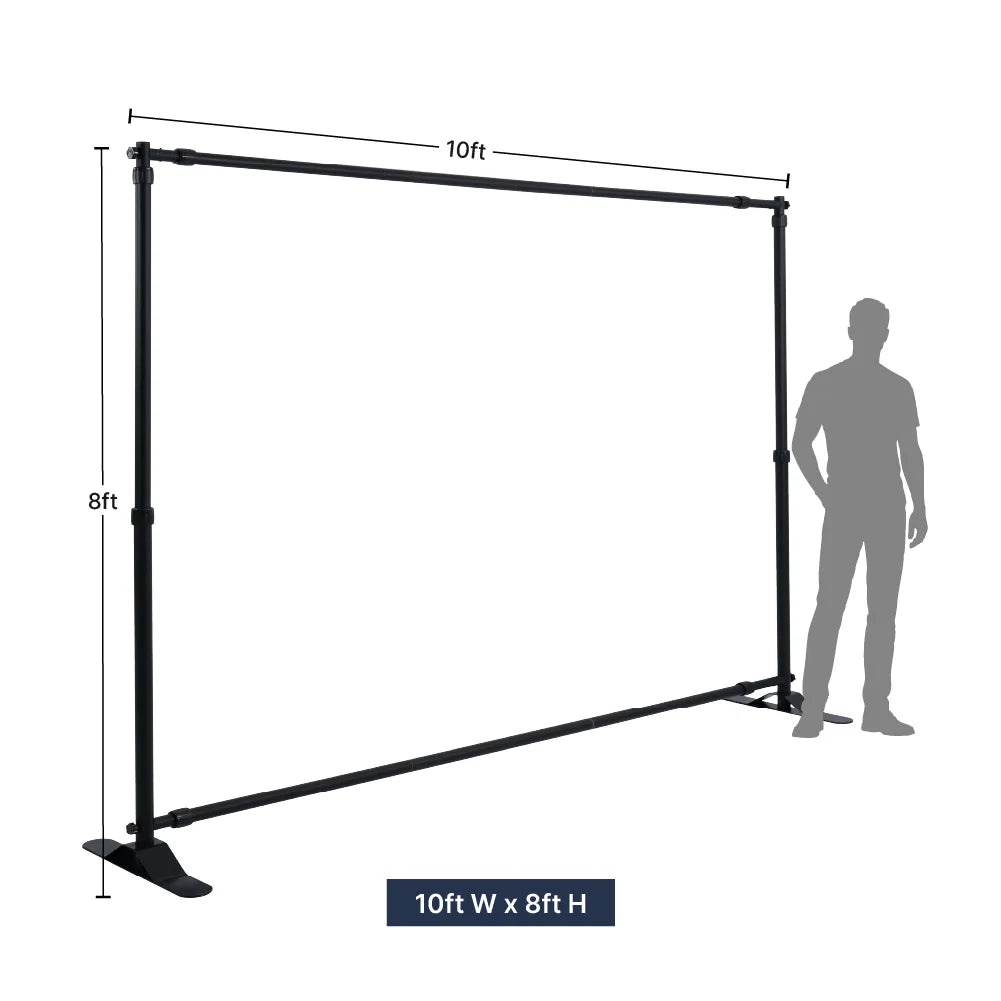 Step and repeat stand size reference with adjustable width and height frame