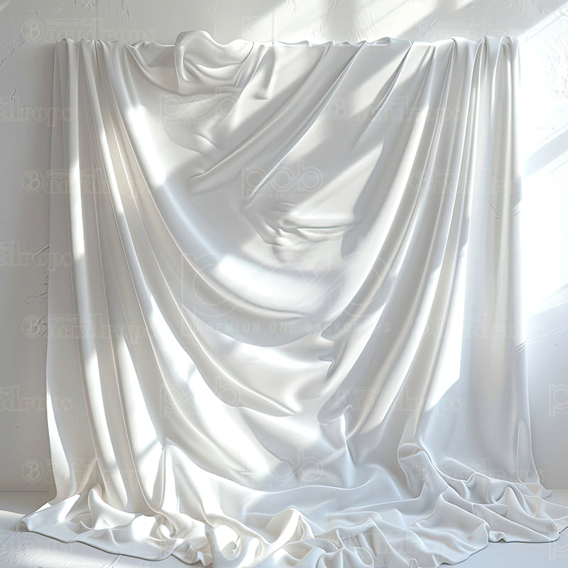 premium one pillowcover backdrops-Sunlit White Silk Cascade