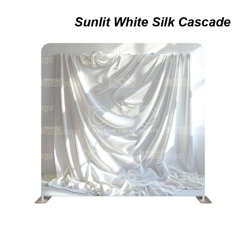 premium one pillowcover backdrops-Sunlit White Silk Cascade