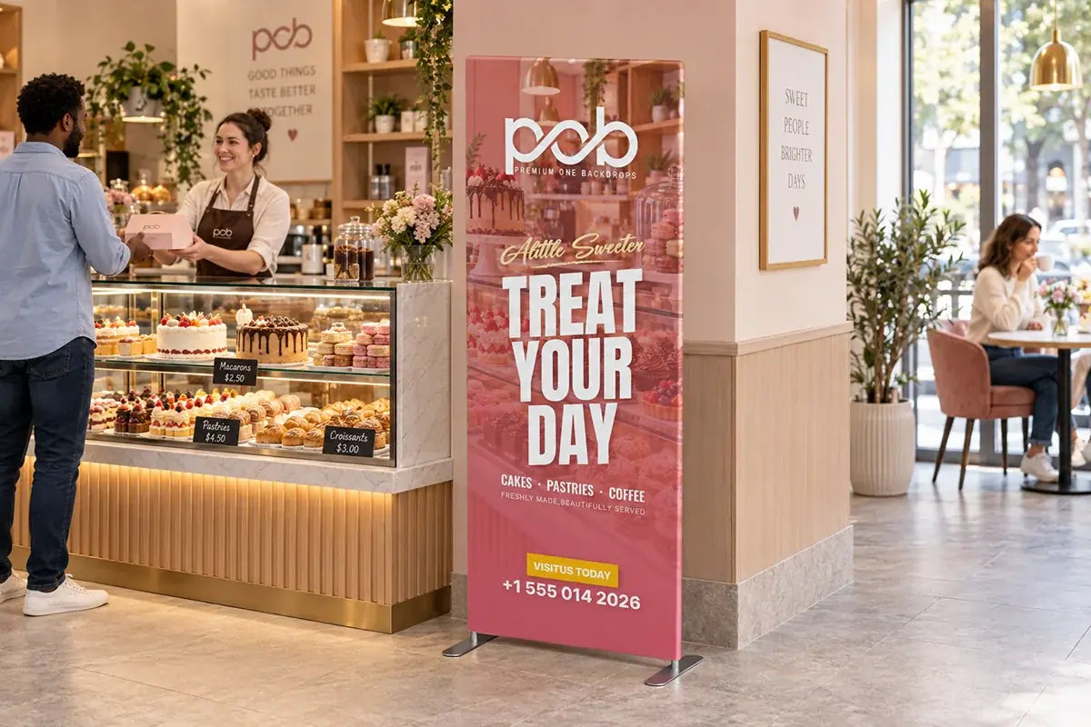 Portable straight corner fabric display used for indoor trade shows and promotional events