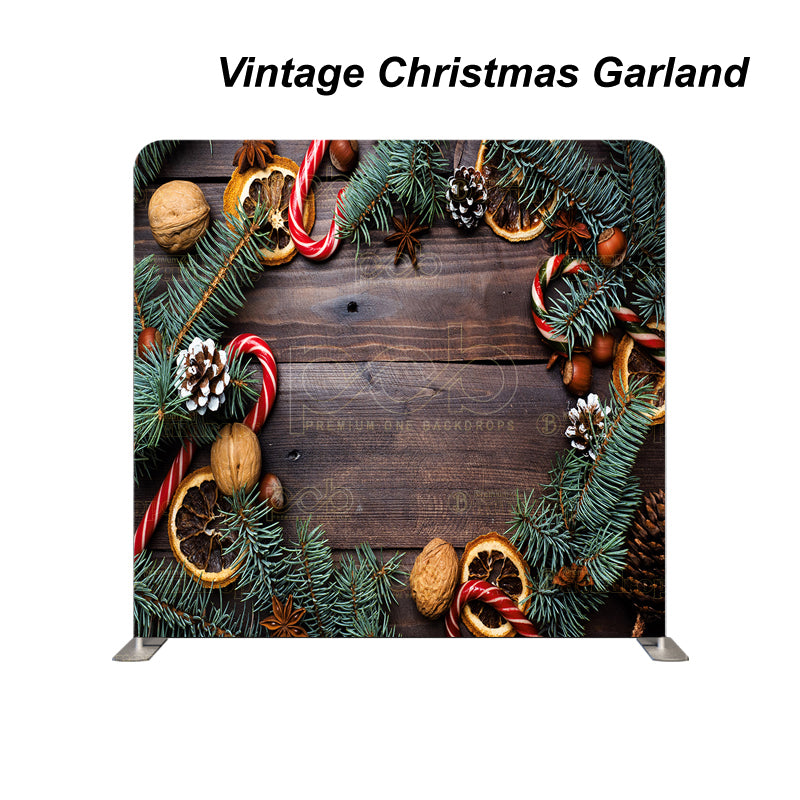 Pillow Cover Backdrop (Vintage Christmas Garland)