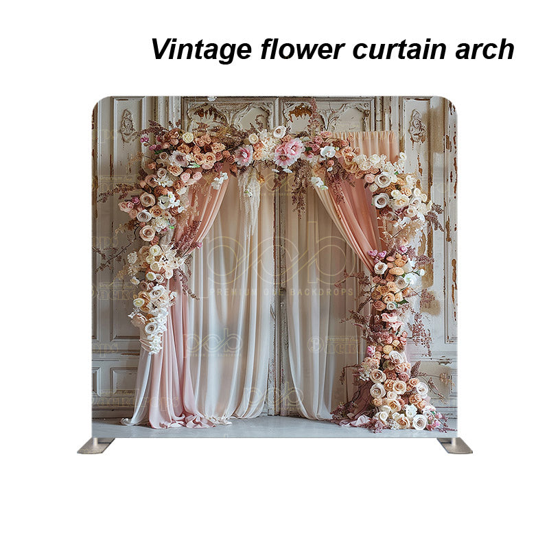 premium one pillowcover backdrops-Vintage flower curtain arch